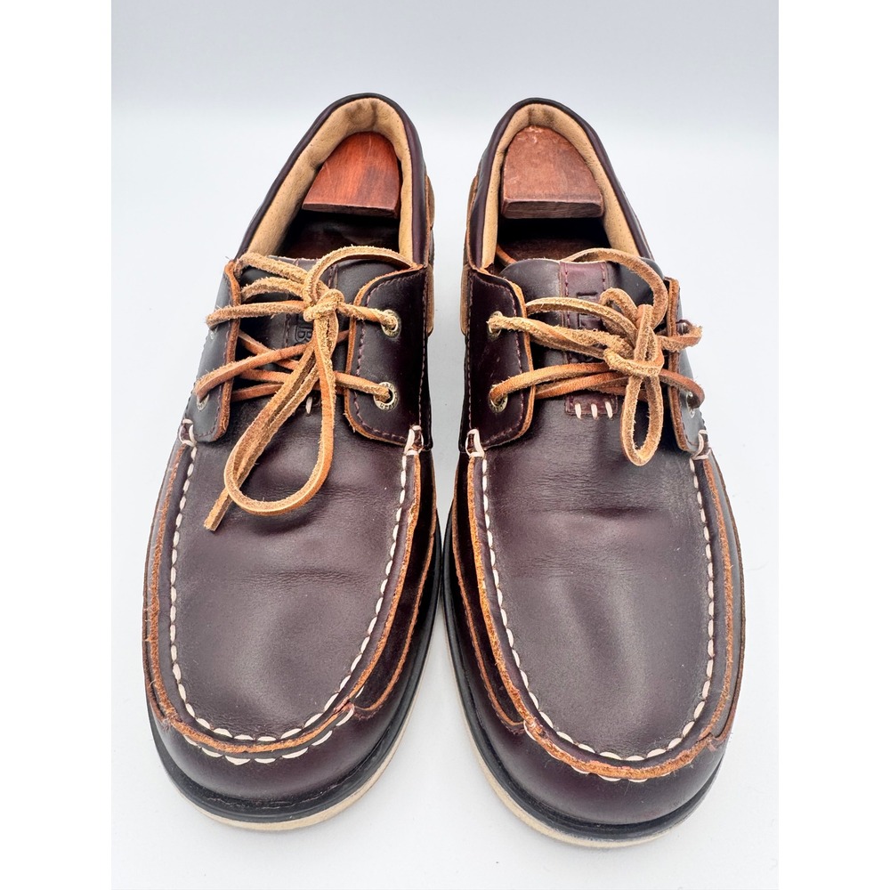 LL Bean Casco Bay Boat Shoes Mens 8.5 M Dark Brown Leather Nautical Loafers